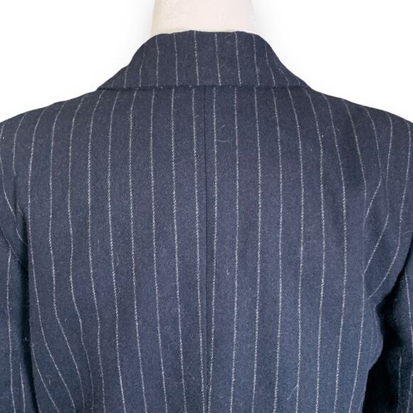 Vintage 80s Sweet Suit Petite Navy Pinstripe Wool Blend Blazer Jacket Size 4 - Picture 7 of 10